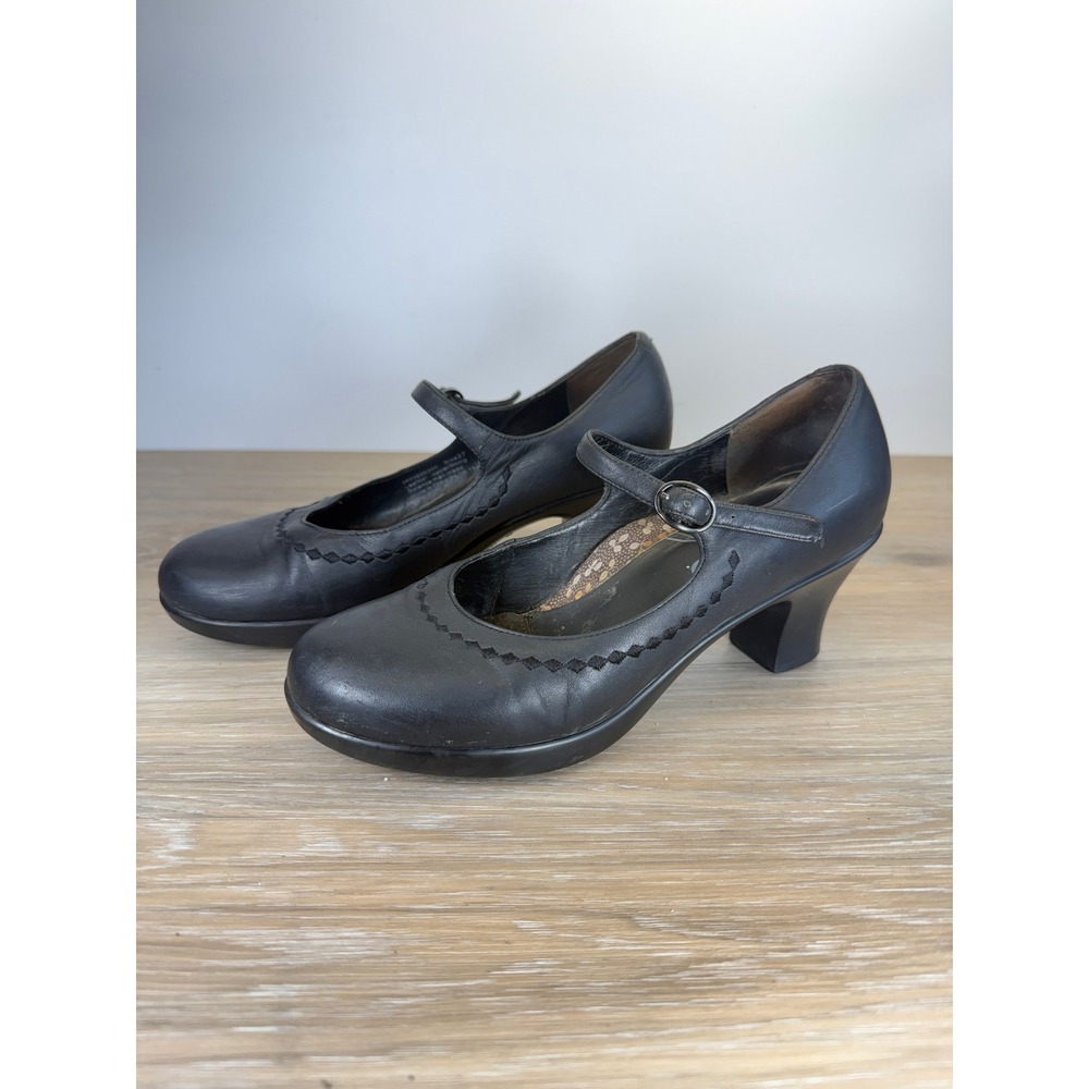 Dansko Mary Jane Heel Clogs Black Leather 37 Normcore Workwear Y2K 3401020200